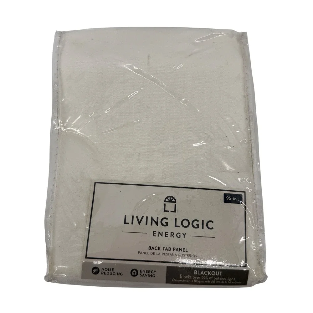 Living Logic Energy Warwick Solid Ivory Blackout Back Tab Curtain Panel 42x95‎